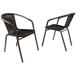 VCM 2er Set Bistrostuhl Stapelstuhl Balkonstuhl Rattanstuhl    dunkel-braun   Poly-Rattan   Füße mit Gumminoppen   Maße H. 73xB. 53xT. 60 cm