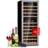 Klarstein Weinkühlschrank Vinamour, für 73 Standardflaschen á 0,75l,Wein Flaschenkühlschrank Weintemperierschrank Weinschrank Kühlschrank silberfarben 50 cm x 128 cm x 58 cm