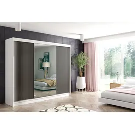 altdecor Schiebetürenschrank VILO 250 x 215 x 61 cm Weiß/Schwarz