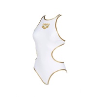 Arena Damen Biglogo One Piece Swimsuit, White-gold_r, 42 EU