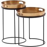 KADIMA DESIGN Beistelltische NERA: Hammerstruktur, Griffmulden, Aluminium & Stahl, abnehmbare Tischplatten.