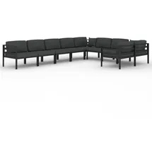vidaXL Garten-Lounge-Set 9-tlg. grau