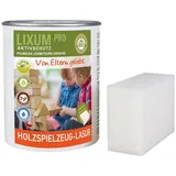 LIXUM PRO 100% biologische & natürliche Holzspielzeug Lasur, Farbe:farblos 0.00, Inhalt:100 ml (ca. 3m2), inkl. Zubehör:Schwamm