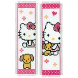 Vervaco Lesezeichen Hello Kitty mit Hund 2er Set Kreuzstickpackung zum Auszählen, weiß, 6 x 20 cm