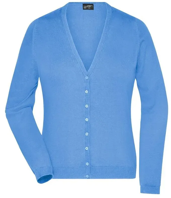 Damen V-Neck Cardigan JN660" - James & Nicholson Glacier-Blue M"