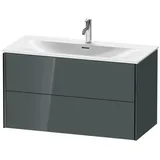 Duravit XViu Waschtisch-Unterschrank XV41350B238 101 x 55,7 x 48 cm, dolomiti grey hochglanz, 2 Schubkästen, schwarz matt