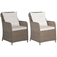 DOTMALL Gartenstuhl Sesseln 2er Set, Polyrattan, inkl. Auflage braun