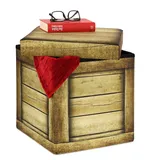 Relaxdays Sitzhocker mit Stauraum, faltbar, gepolstert, Hocker mit Holzplanken Design, HBT: 38 x 37,5 x 37,5 cm, braun
