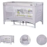Chipolino Reisebett Ariel, 2 Ebenen, Tragetasche, Seiteneingang, Seitentasche grau/hase