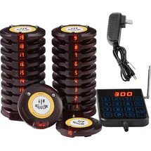 Vevor Restaurant-Pager-System, Kabelloses Warteschlangensignal mit 500 m Reichweite in Offenem Gelände, Piepser zur Rufannahme von Gästen mit Vibration und Blinken, 20 Pager für Imbisswagen
