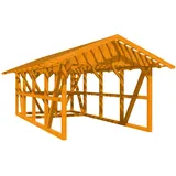 SKANHOLZ Skan Holz Carport Schwarzwald m. Dachlattung u. Abstellr. 424 x 772 cm Eiche