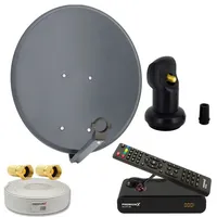 PremiumX Satelliten-Komplettanlage 60cm Schüssel SAT Single LNB 10m Antennenkabel