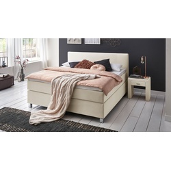 Stoff-Boxspringbett in creme 200x200 cm bis 90 kg - Ferryland