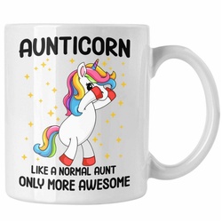 Trendation Tasse Trendation – Tante Aunticorn Geschenk Tasse Geschenkidee Beste Tante Kaffeetasse Geschenk Lustig weiß