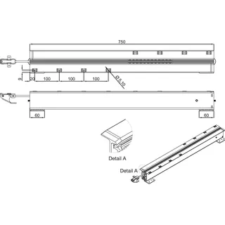 pöttker Ausziehtischführung ALU 77, Auszugslänge 3230 mm, Platten 4x500, Aluminium
