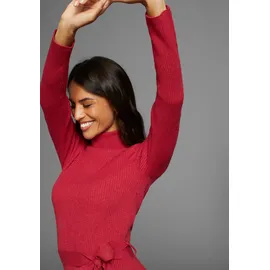 LAURA SCOTT Strickkleid Midi Unifarben Rot 42