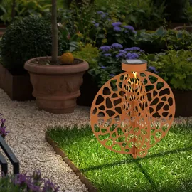 ETC Shop LED Solarleuchte rost, Erdspieß, H 30 cm