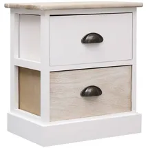 vidaXL Nachtschrank 2-teilig 38 x 28 x 45 cm Weiß/Natur