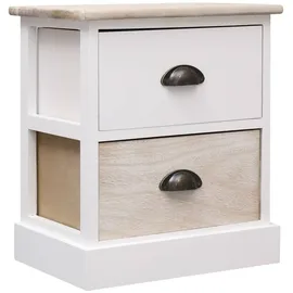 vidaXL Nachtschrank 2-teilig 38 x 28 x 45 cm Weiß/Natur