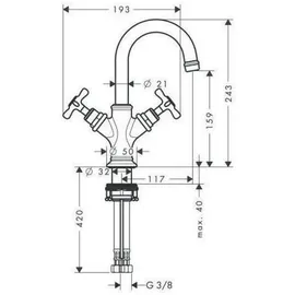 Hansgrohe Montreux Zweigriff Waschtischarmatur Edelstahl Optic