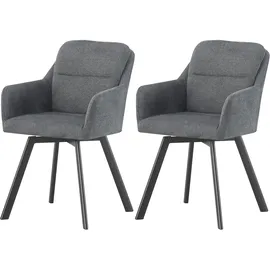 xonox.home Stuhl Sophie Chenille-Optik anthrazit 2er Set