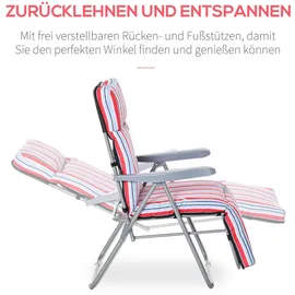 Outsunny Liegestuhl-Set mit Kissen Klappbar Verstellbar Rot