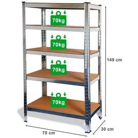 Ondis24 Steckregal Metall 70 x 30 x 149 cm Silber