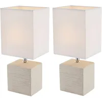 GLOBO Tischleuchte Schlafzimmer Stoffschirm Nachttischleuchte Keramik Modern Tischlampe Textil,