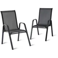 Relaxdays Hochlehner Gartenstuhl 56 x 56 x 90 cm schwarz 2 St.