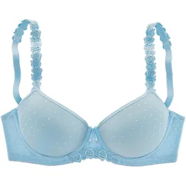 LASCANA Schalen-BH LASCANA, Damen, Gr. 70, Cup D, blau (hellblau), Spitze, Obermaterial: 88% Polyamid, 10% Elasthan, 2% Polyester, BHs Schalen-BH, mit Bügel, mit verzierten Trägern, Dessous
