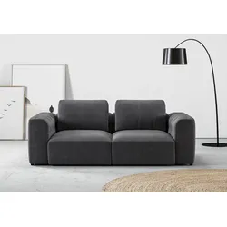 2-Sitzer RAUM.ID "Cushid", grau (anthrazit), B:218cm H:62cm T:109cm, 100% Polyester, Sofas, Modulsofa, bestehend aus 2 Teilen, Breite 218 cm