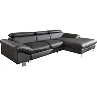 Mivano Ecksofa Driver in modernem Design / Ledersofa in L-Form mit Recamiere rechts / Inkl. verstellbare Kopfstützen / 266 x 73 x 169 / Kunstleder grau