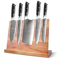 Home Safety Messerblock Magnetisch unbestückt, Premium Doppelseitiger Magnetischer Messerhalter ohne Messer, Messerbrett aus Akazienholz zur sicheren, ordentlichen Aufbewahrung von Messern