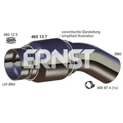 ERNST Flexrohr, Abgasanlage Reparaturrohr, Ruß-/Partikelfilter Abgasanlage,Reparaturrohr,  64mm für BMW 18308514475 18308508994 18308514477 465137