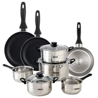 Wellhome Pk8176 Kochtopfset Mit Pfannen 11 Stücke - Chrome / Grey - One Size