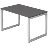 HAMMERBACHER RS12 höhenverstellbarer Schreibtisch grafit rechteckig, O-Fuß-Gestell silber 120,0 x 80,0 cm