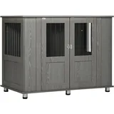 PawHut Hundekäfig Haustierkäfig, Hundehütte mit Schloss, Magnettür, Fenster, Hundebox für extra große Hunde, Grau,