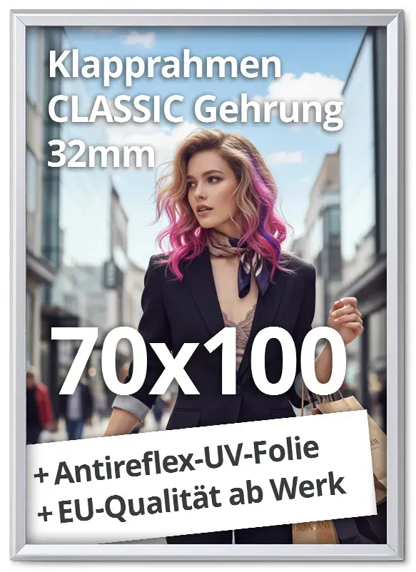 Klapprahmen Plakatrahmen 70x100cm 32mm Rahmen Alu Klapprahmen für Fenster