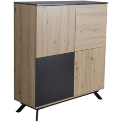 KADIMA DESIGN Eichendekor-Kommode mit schwarzem Standbein, wasserabweisende Oberfläche, viel Stauraum