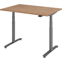 Bümö Schreibtisch Nussbaum, Graphit, Nachbildung,Nussbaum, Rechteckig, 80x72x120 cm, FSC