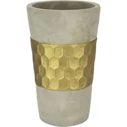 Dekovase I.GE.A. "Goldverzierte Blumenvase", gold, B:15cm H:25cm, Vasen, Vase Zylindervase mit goldener Struktur grau gold Betonoptik Tischvase