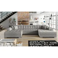 JVmoebel Ecksofa Design Ecksofa Schlafsofa Bettfunktion Couch Leder Polster Textil, Made in Europa grau