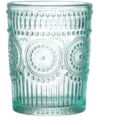 MARELIDA Trinkglas blau 280ml Wasserglas Saftglas Vintage Boho Blumenmuster