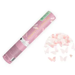 PartyDeco Konfettikanone mit Schmetterlingen 20cm Konfetti Kanone Party Popper Geburtstag Hochzeit Konfettiregen Shooter Konfettibombe Rosa