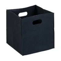 Relaxdays Aufbewahrungskorb quadratisch aus Filz 30 x 60 x 30 cm schwarz