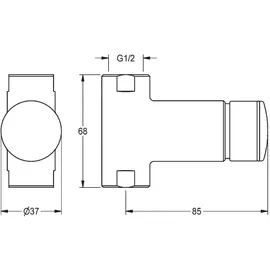 KWC AR Durchgangsventil, F3, hydraulisch, ohne Mischung, Aufputz, 2xG1/2