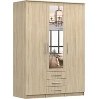 Moeblo Möblo Drehtürenschrank, Sonoma Eiche, Metall, 3 Schubladen, Rechteckig,