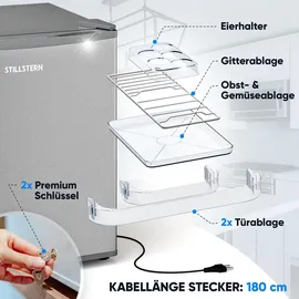 STILLSTERN Mini Kühlschrank 45 l 850 mm hoch