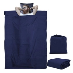 Intirilife Schlafsack, Reise Hüttenschlafsack 115 cm x 210 cm in DUNKEL BLAU - Dünner Schlafsack Reiseschlafsack aus Polyester blau