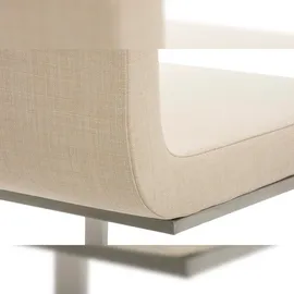 CLP 2er Set Belfort Stoff, moderne Freischwinger mit Polsterung und hoher Rückenlehne, stabiles Edelstahlgestell